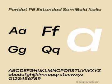 Peridot PE Extended SemiBold Italic Version 1.000 | web-otf图片样张