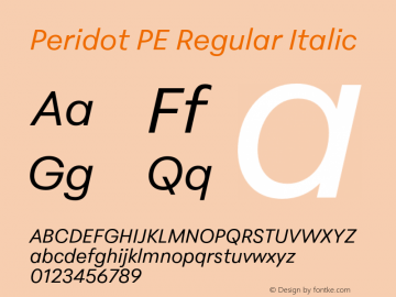 Peridot PE Italic Version 1.000 | web-otf图片样张