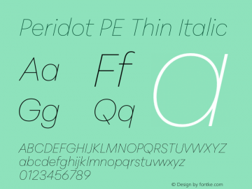 Peridot PE Thin Italic Version 1.000 | web-otf图片样张