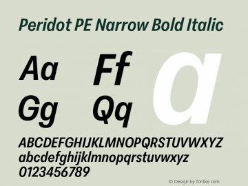 Peridot PE Narrow Bold Italic Version 1.000 | web-otf图片样张