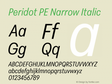 Peridot PE Narrow Italic Version 1.000 | web-otf图片样张