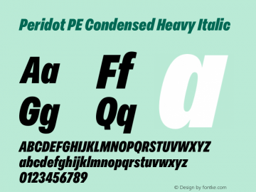 Peridot PE Condensed Heavy Italic Version 1.000 | web-otf图片样张