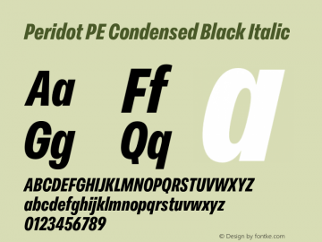 Peridot PE Condensed Black Italic Version 1.000 | web-otf图片样张