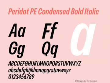Peridot PE Condensed Bold Italic Version 1.000 | web-otf图片样张