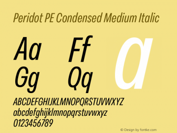 Peridot PE Condensed Medium Italic Version 1.000 | web-otf图片样张