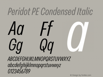 Peridot PE Condensed Italic Version 1.000 | web-otf图片样张
