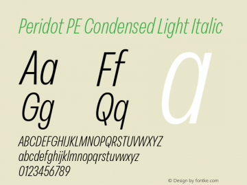 Peridot PE Condensed Light Italic Version 1.000 | web-otf图片样张