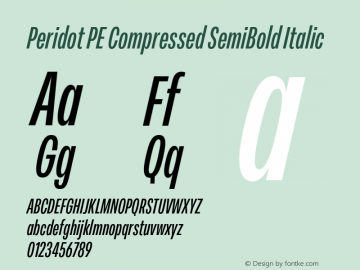 Peridot PE Compressed SemiBold Italic Version 1.000 | web-otf图片样张