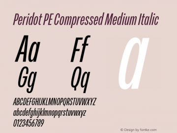 Peridot PE Compressed Medium Italic Version 1.000 | web-otf图片样张