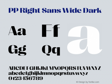 PP Right Sans Wide Dark Version 1.000 | web-ttf图片样张