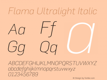 Flama Ultralight Italic Version 2.000图片样张