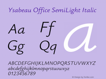 Ysabeau Office SemiLight Italic Version 0.028;FEAKit 1.0图片样张