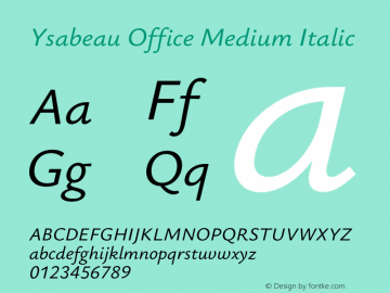 Ysabeau Office Medium Italic Version 0.028;FEAKit 1.0图片样张