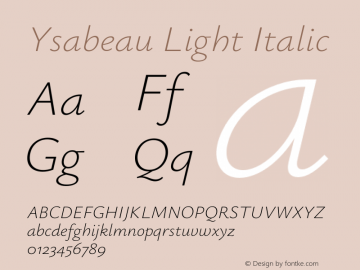Ysabeau Light Italic Version 0.028;FEAKit 1.0图片样张