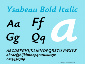 Ysabeau Bold Italic Version 0.028图片样张