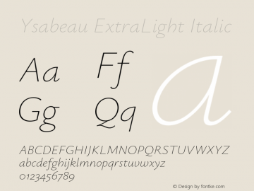 Ysabeau ExtraLight Italic Version 0.028图片样张