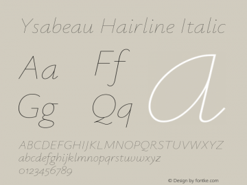 Ysabeau Hairline Italic Version 0.028图片样张
