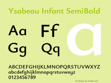 Ysabeau Infant SemiBold Version 0.028图片样张