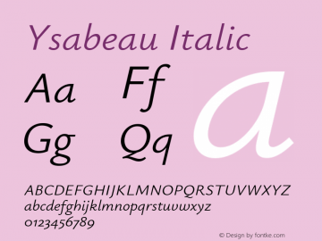 Ysabeau Italic Version 0.028图片样张