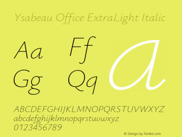 Ysabeau Office ExtraLight Italic Version 0.028图片样张