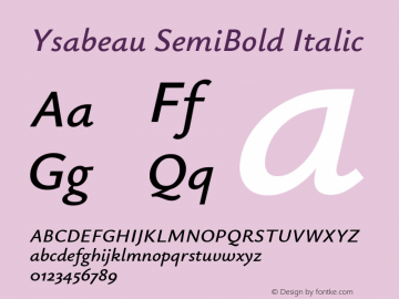 Ysabeau SemiBold Italic Version 0.028图片样张