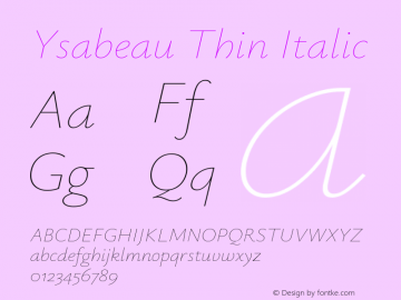 Ysabeau Thin Italic Version 0.028图片样张