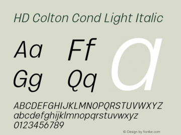 HD Colton Cond Light Italic Version 1.000;FEAKit 1.0图片样张