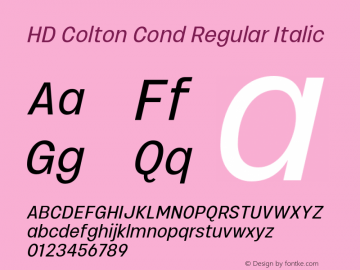 HD Colton Cond Regular Italic Version 1.000;FEAKit 1.0图片样张