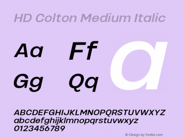 HD Colton Medium Italic Version 1.000;FEAKit 1.0图片样张