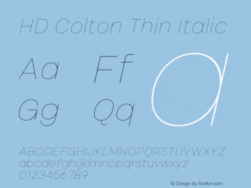 HD Colton Thin Italic Version 1.000;FEAKit 1.0图片样张