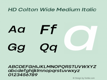 HD Colton Wide Medium Italic Version 1.000;FEAKit 1.0图片样张