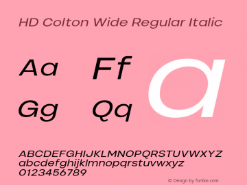 HD Colton Wide Regular Italic Version 1.000;FEAKit 1.0图片样张