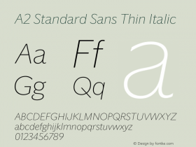 A2 Standard Sans Thin Italic Vesion 1.001图片样张