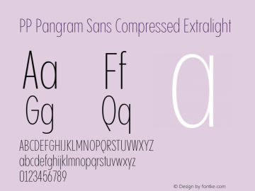 PP Pangram Sans Compressed Extralight Version 2.000 | FøM Fix图片样张