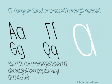 PP Pangram Sans Compressed Extralight Reclined Version 2.000 | FøM Fix图片样张