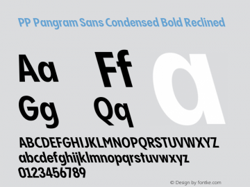 PP Pangram Sans Condensed Bold Reclined Version 2.000 | FøM Fix图片样张