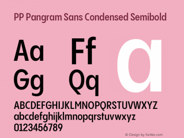 PP Pangram Sans Condensed Semibold Version 2.000 | FøM Fix图片样张