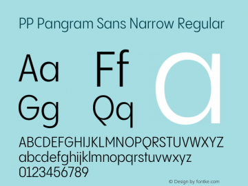 PP Pangram Sans Narrow Regular Version 2.000 | FøM Fix图片样张