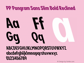 PP Pangram Sans Slim Bold Reclined Version 2.000 | FøM Fix图片样张