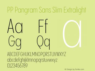 PP Pangram Sans Slim Extralight Version 2.000 | FøM Fix图片样张