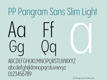 PP Pangram Sans Slim Light Version 2.000 | FøM Fix图片样张