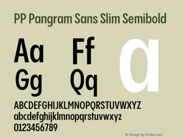 PP Pangram Sans Slim Semibold Version 2.000 | FøM Fix图片样张