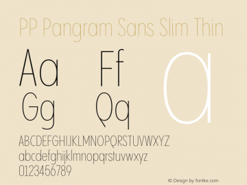 PP Pangram Sans Slim Thin Version 2.000 | FøM Fix图片样张