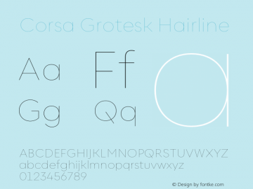 Corsa Grotesk Hairline Version 2.001;hotconv 1.0.109;makeotfexe 2.5.65596图片样张