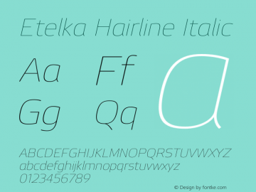 Etelka Hairline Italic Version 1.000 2022 | web-otf图片样张