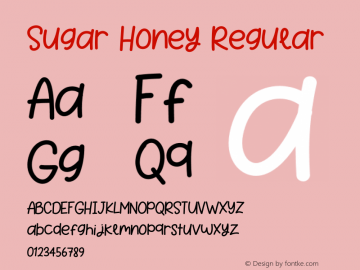 Sugar Honey Version 1.00;April 13, 2021;FontCreator 12.0.0.2525 64-bit图片样张