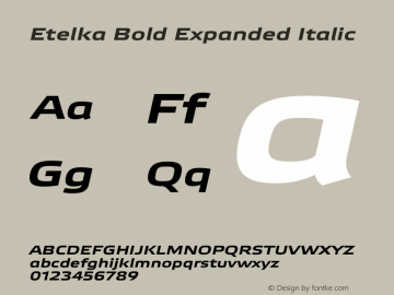 Etelka Bold Expanded Italic Version 1.000 2022 | web-otf图片样张