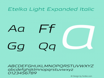 Etelka Light Expanded Italic Version 1.000 2022 | web-otf图片样张