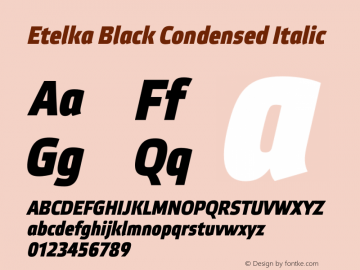 Etelka Black Condensed Italic Version 1.000 2022 | web-otf图片样张