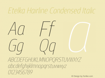 Etelka Hairline Condensed Italic Version 1.000 2022 | web-otf图片样张